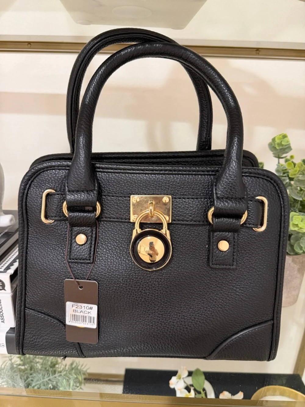 Black Satchel Handbag with Zip Wallet - Picture 7 of 13